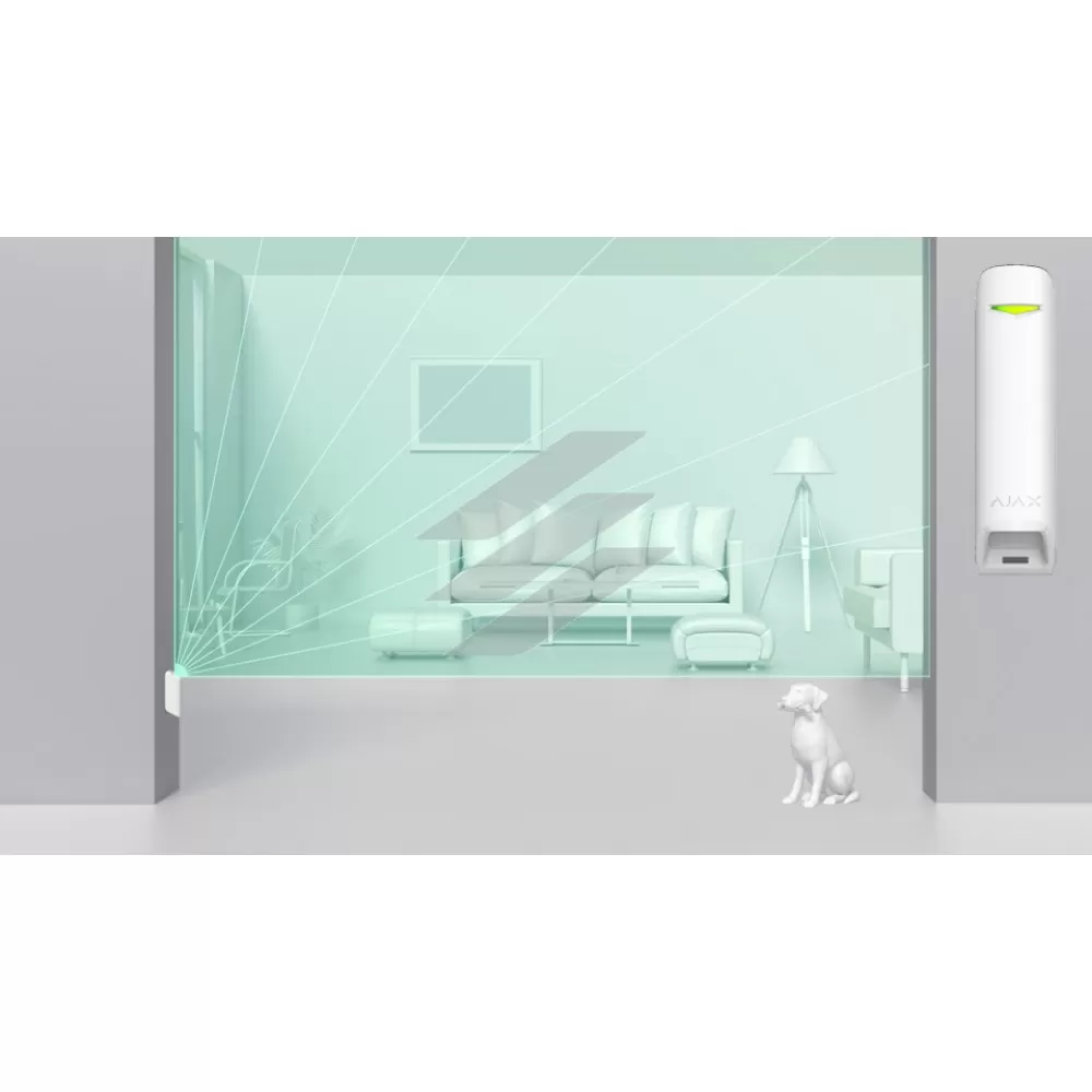 MotionProtect Curtain - Датчик руху з вузьким кутом огляду для приміщень, білий, AJAX