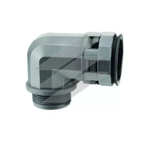 Муфта 90˚ труба-коробка DN29мм, M32x1,5, поліамід, чорний колір, ДКС