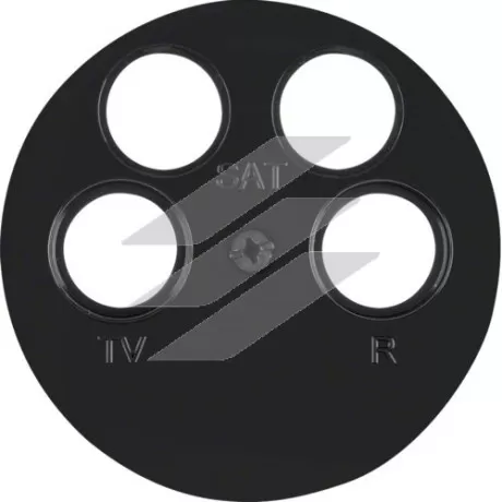 Накладка для анетенної розетки 4 отвори, чорна, R.х, Hager