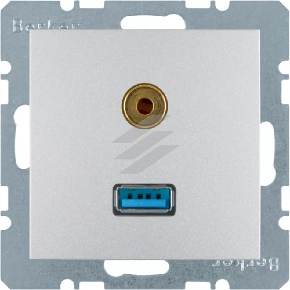 Розетка USB/3.5мм аудіо, алюміній S.1, Hager
