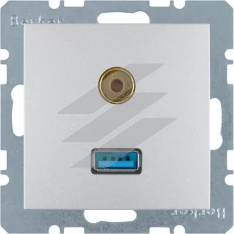 Розетка USB/3.5мм аудіо, алюміній S.1, Hager