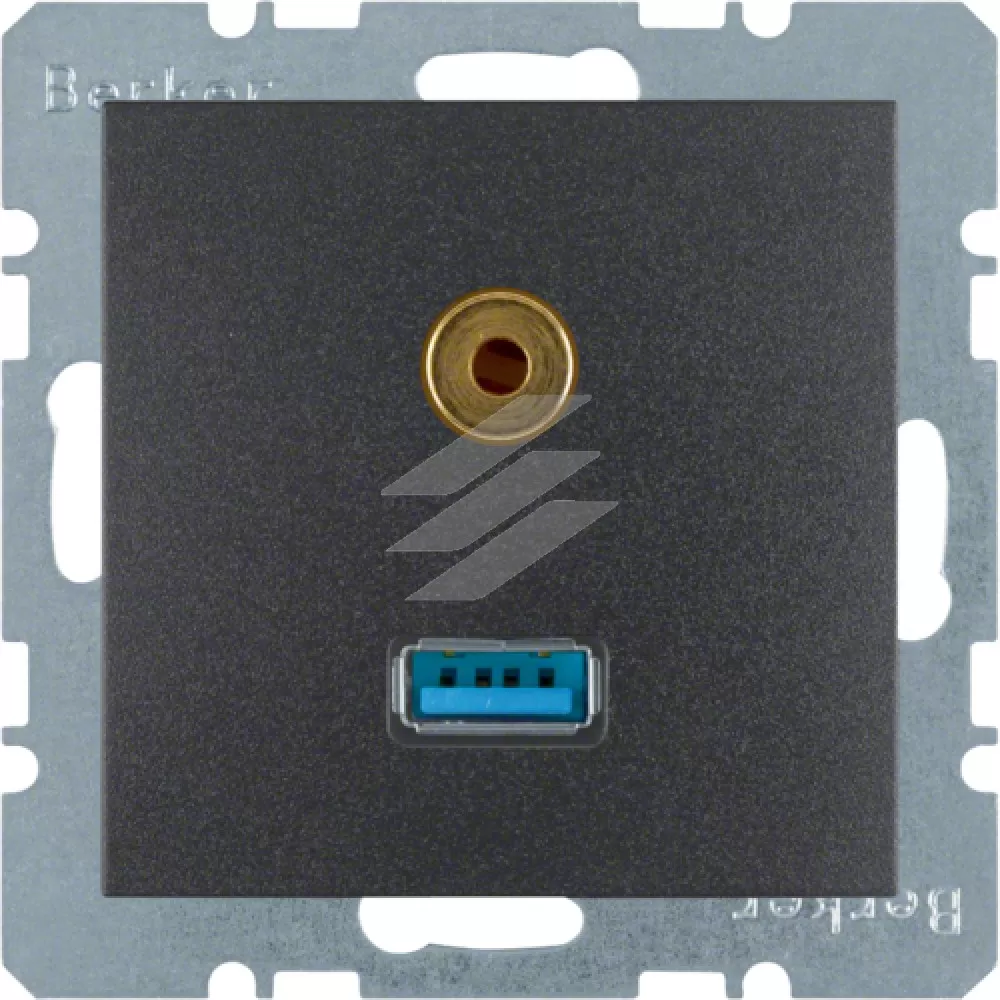 Розетка USB/3.5мм аудіо, антрацит S.1, Hager