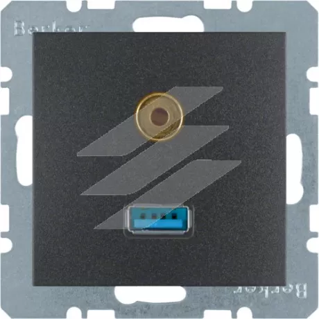 Розетка USB/3.5мм аудіо, антрацит S.1, Hager