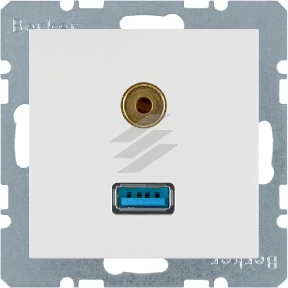 Розетка USB/3.5мм аудіо, полярна білизна-matt S.1, Hager