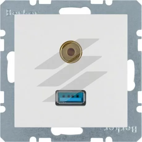 Розетка USB/3.5мм аудіо, полярна білизна-matt S.1, Hager