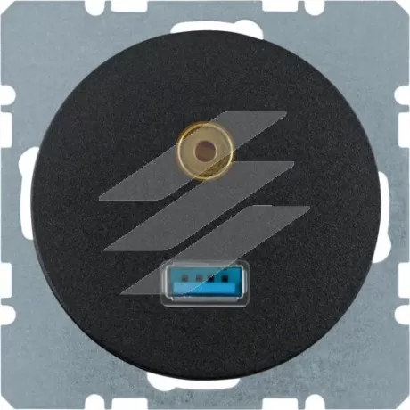Розетка USB/3.5мм аудіо, чорна, R.x, Hager