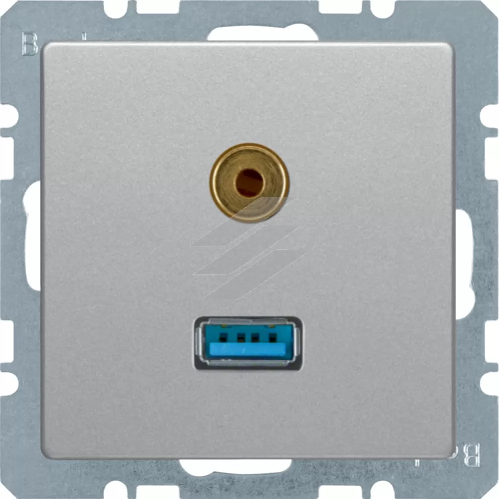 Розетка USB/3.5мм аудіо, алюміній, Q.х, Hager