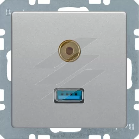 Розетка USB/3.5мм аудіо, алюміній, Q.х, Hager