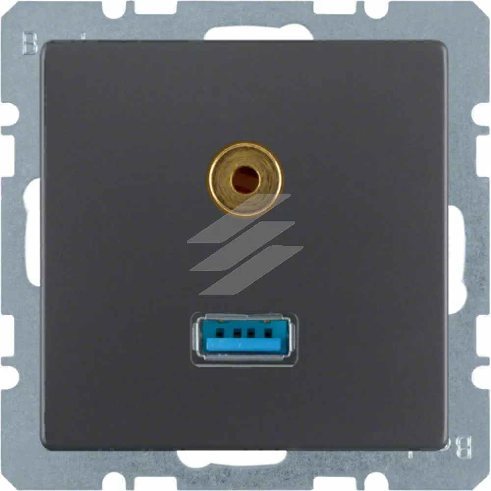Розетка USB/3.5мм аудіо, антрацит, Q.х, Hager