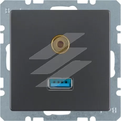 Розетка USB/3.5мм аудіо, антрацит, Q.х, Hager
