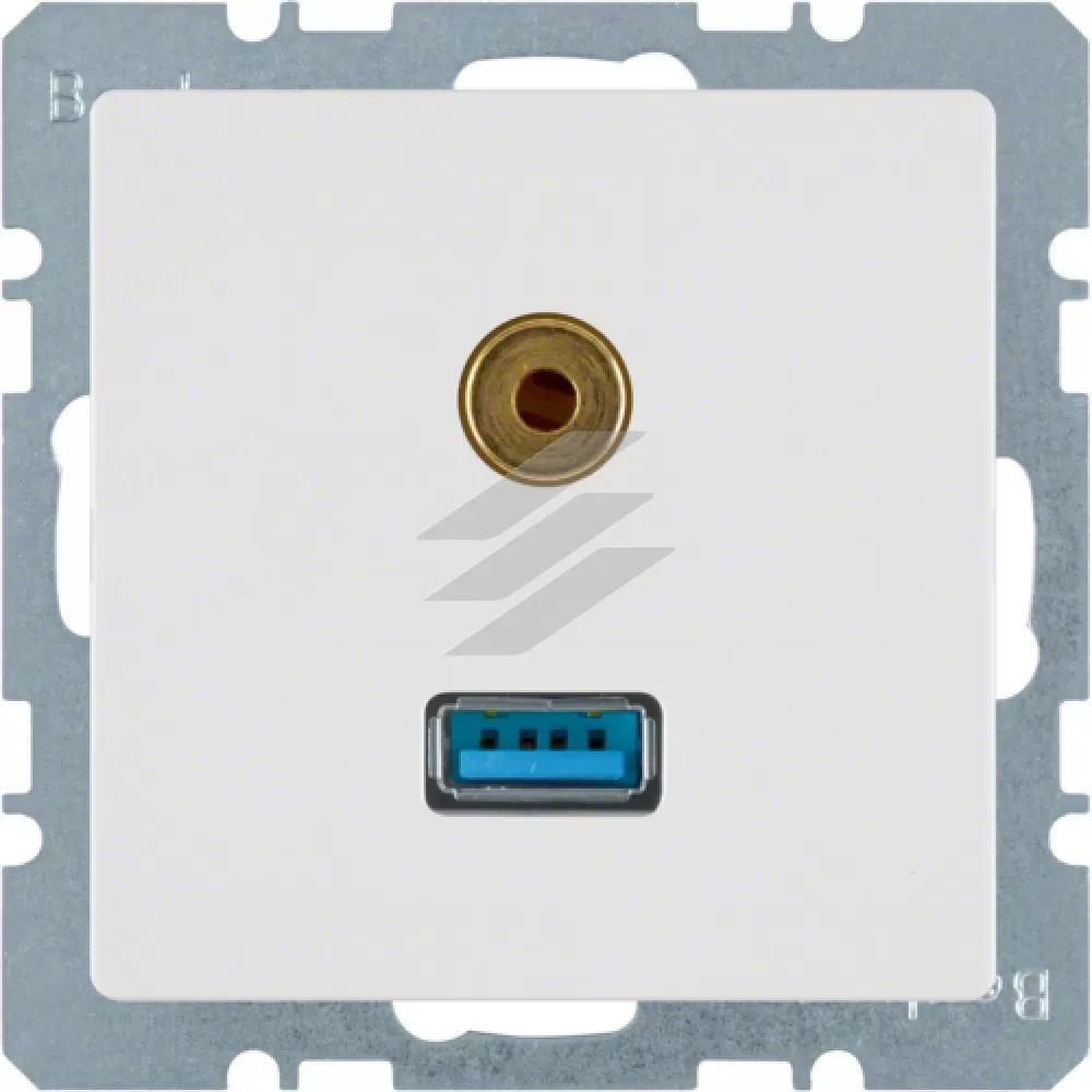Розетка USB/3.5мм аудіо, полярна білизна, Q.х, Hager