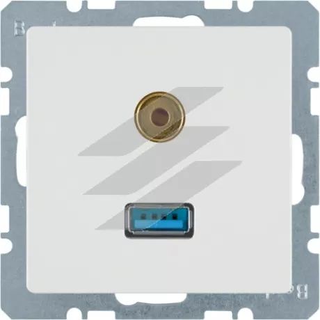 Розетка USB/3.5мм аудіо, полярна білизна, Q.х, Hager