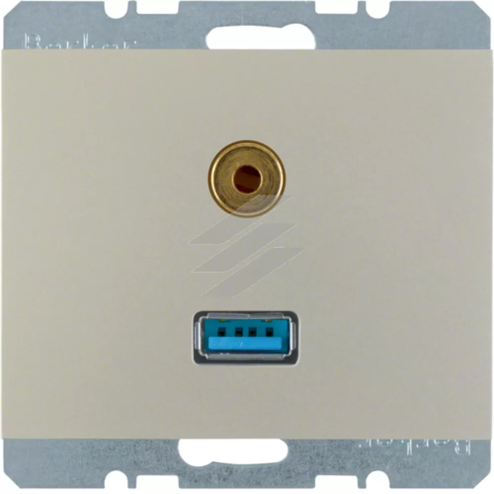 Розетка USB/3.5мм аудіо, сталевий лак, K.5, Hager