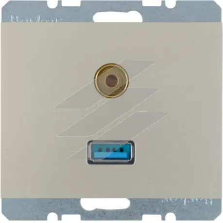 Розетка USB/3.5мм аудіо, сталевий лак, K.5, Hager