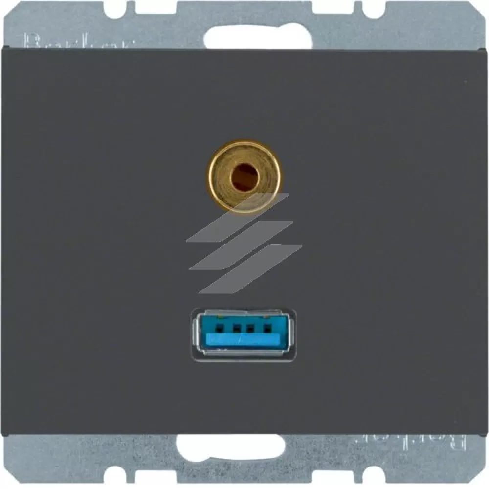 Розетка USB/3.5мм аудіо, антрацит, K.1, Hager