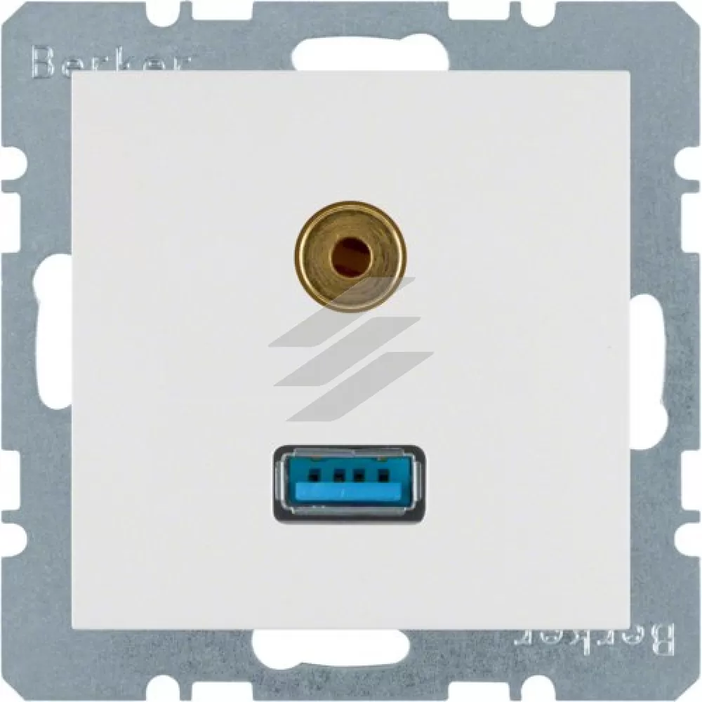 Розетка USB/3.5мм аудіо, полярна білизна S.1, Hager
