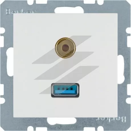 Розетка USB/3.5мм аудіо, полярна білизна S.1, Hager