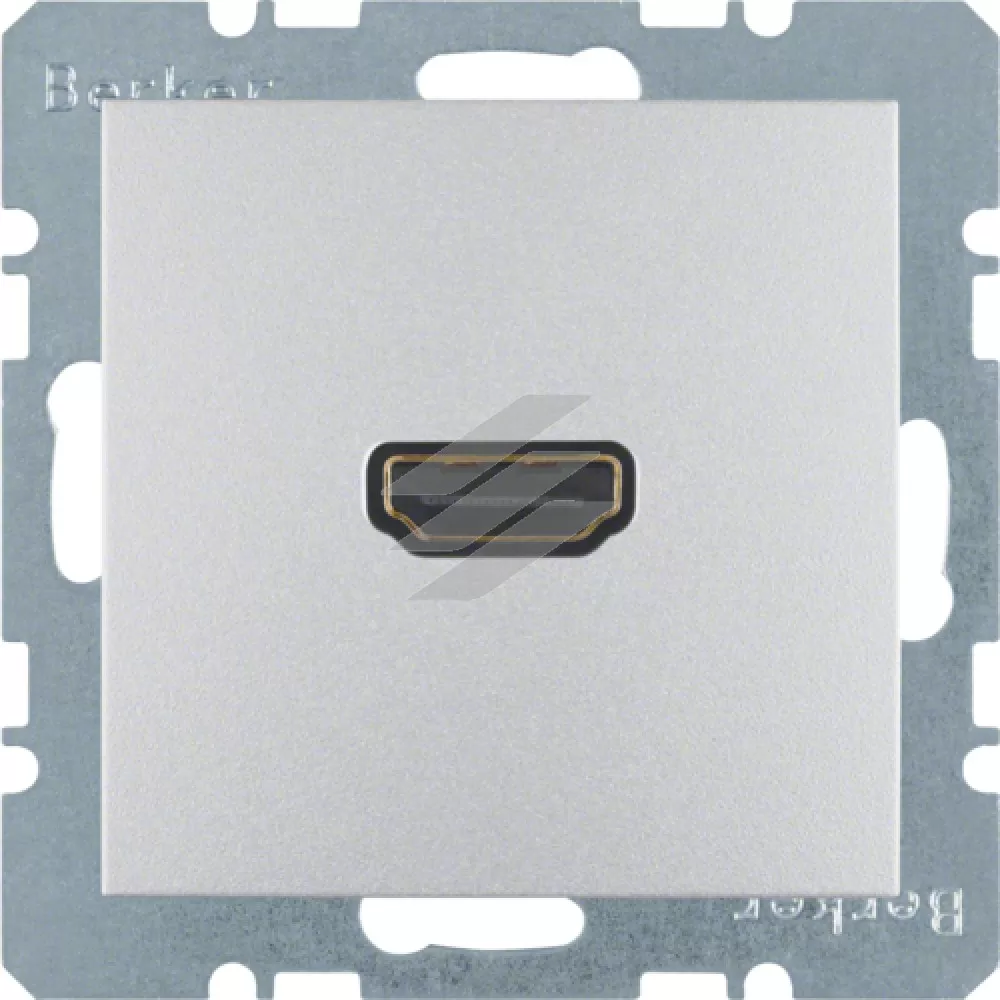 HDMI-розетка, підключення з заду під кутом 90°, алюміній S.1, Hager