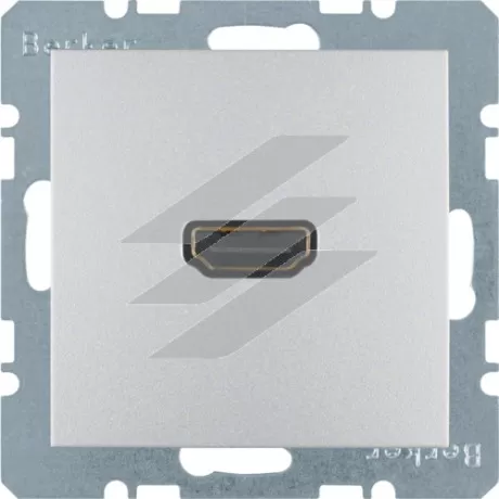 HDMI-розетка, підключення з заду під кутом 90°, алюміній S.1, Hager