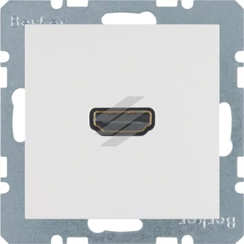 HDMI-розетка, підключення з заду під кутом 90°, полярна білизна-matt S.1, Hager