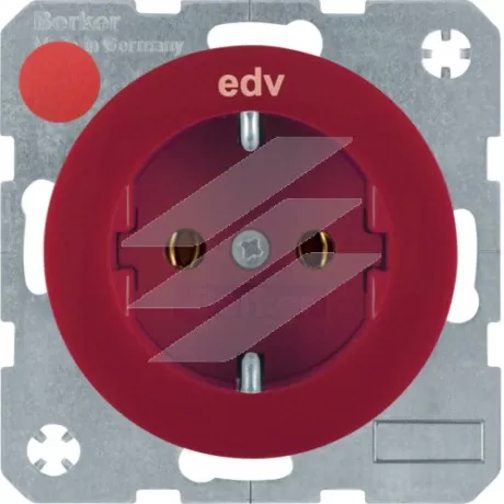 Розетка з заземлюючим контактом червона з надписом EDV 16А 250В, R.x, Hager