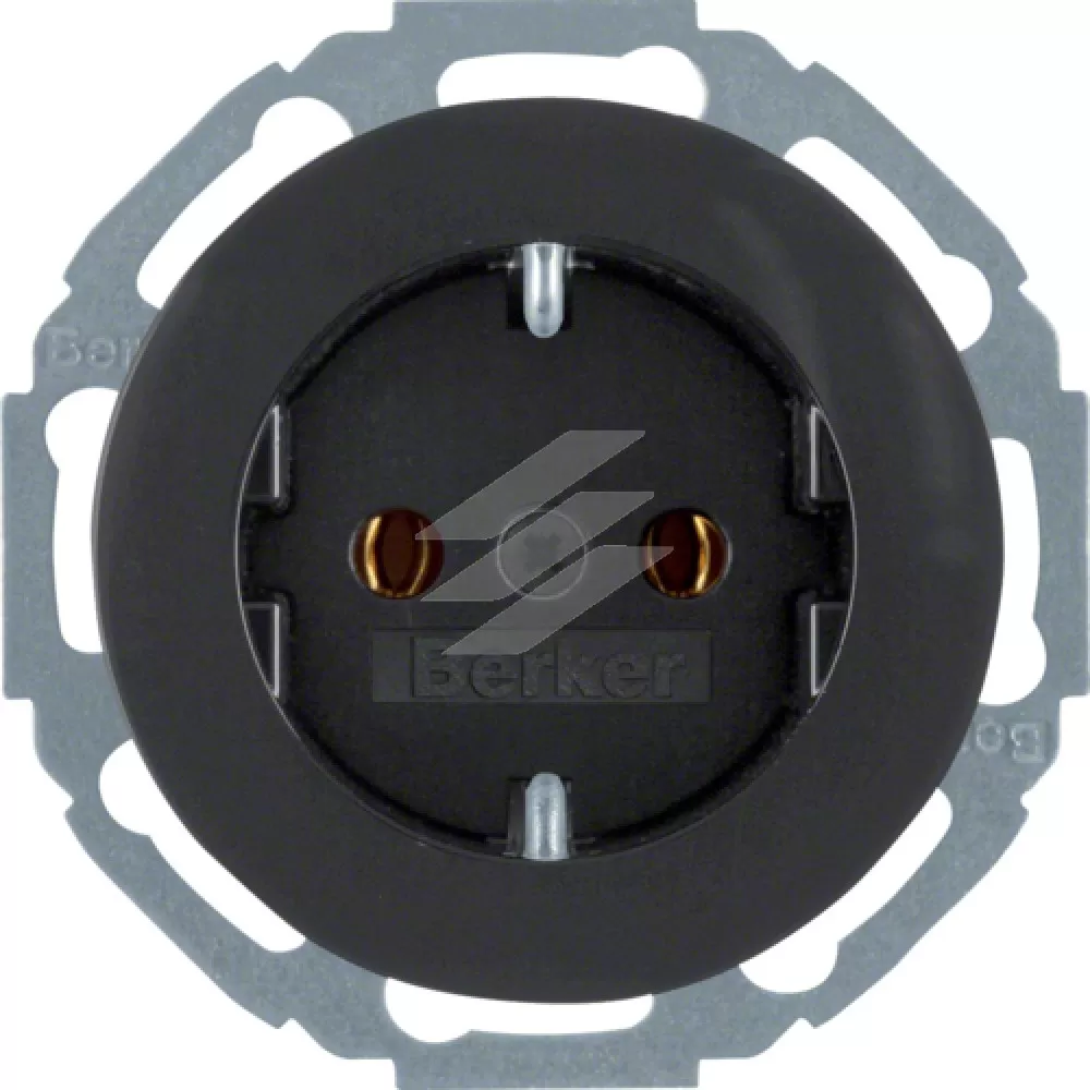 Розетка з заземлюючим контактом 16А 250В, чорна, R.Classic, Hager