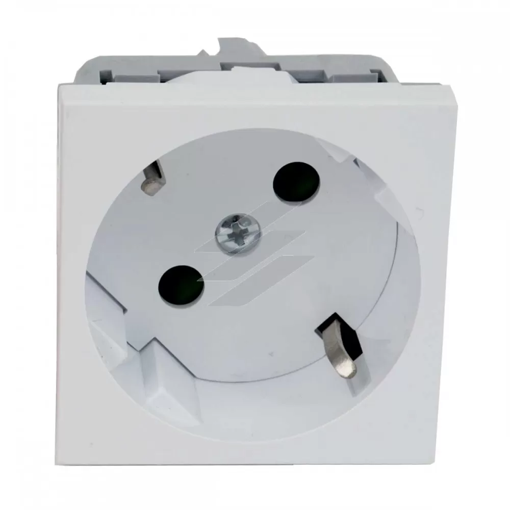 Розетка модульна 45х45, з заземленням, біла Серія Quadro, QS 45X45 C_HB, КОПОС