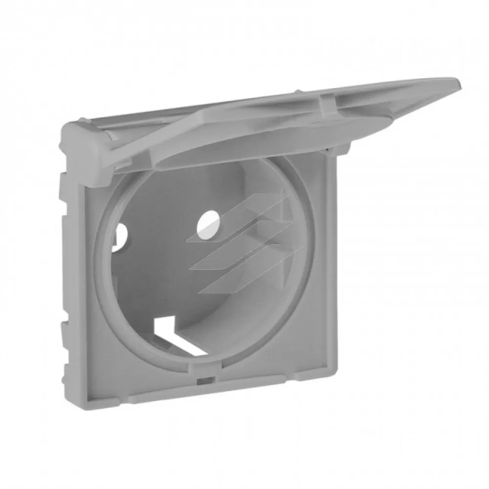 Накладка розетки Valena LIFE 2P+PE з кришкою, алюміній, Legrand