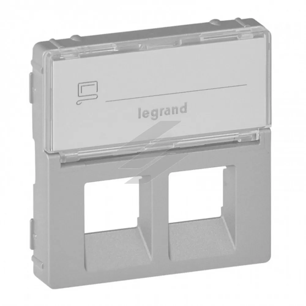Накладка розетки Valena LIFE RJ11/RJ45 підпис, алюміній, Legrand