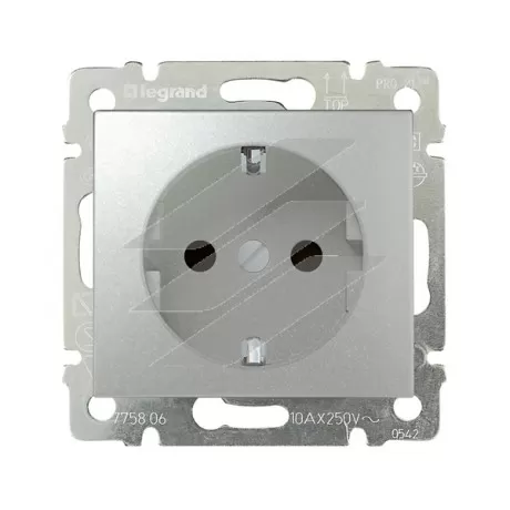 Розетка Valena 2P+PE, алюміній, Legrand