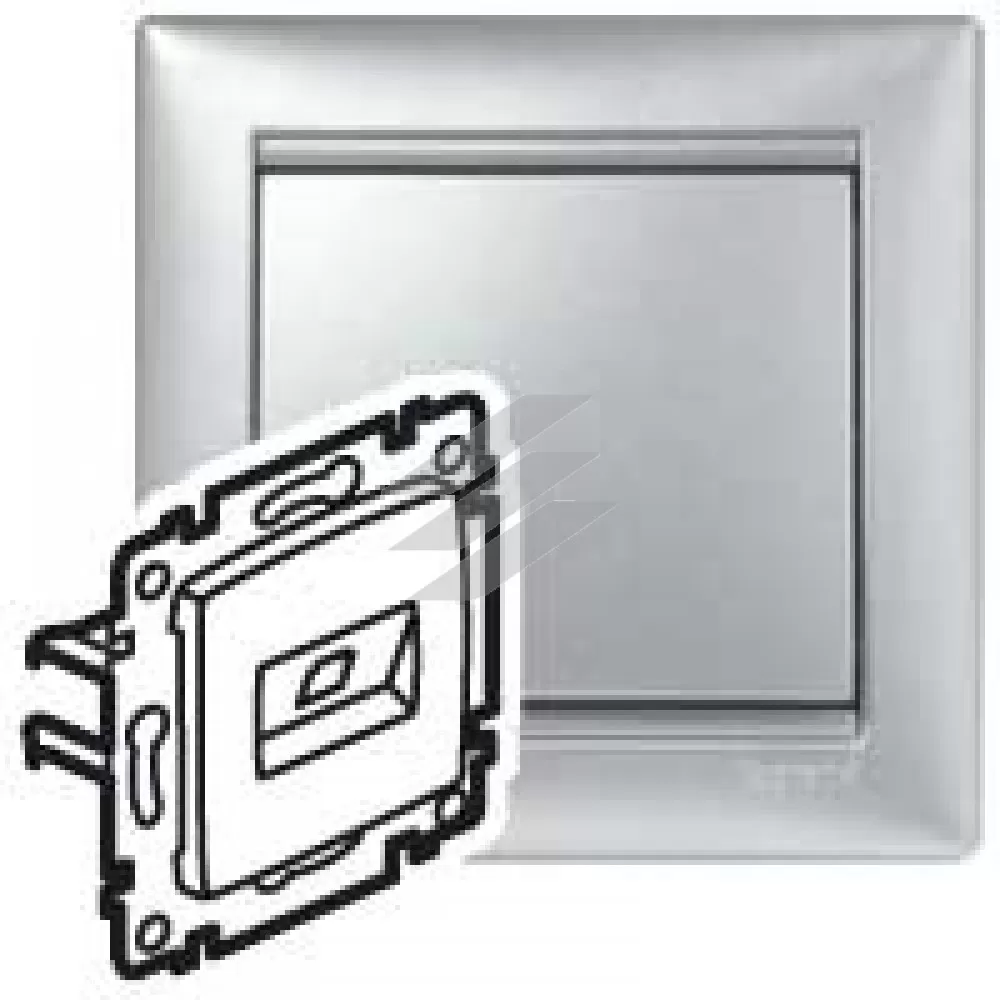 Розетка інформаційна Valena 2хRJ45 кат.6 STP без захватів, алюміній, Legrand