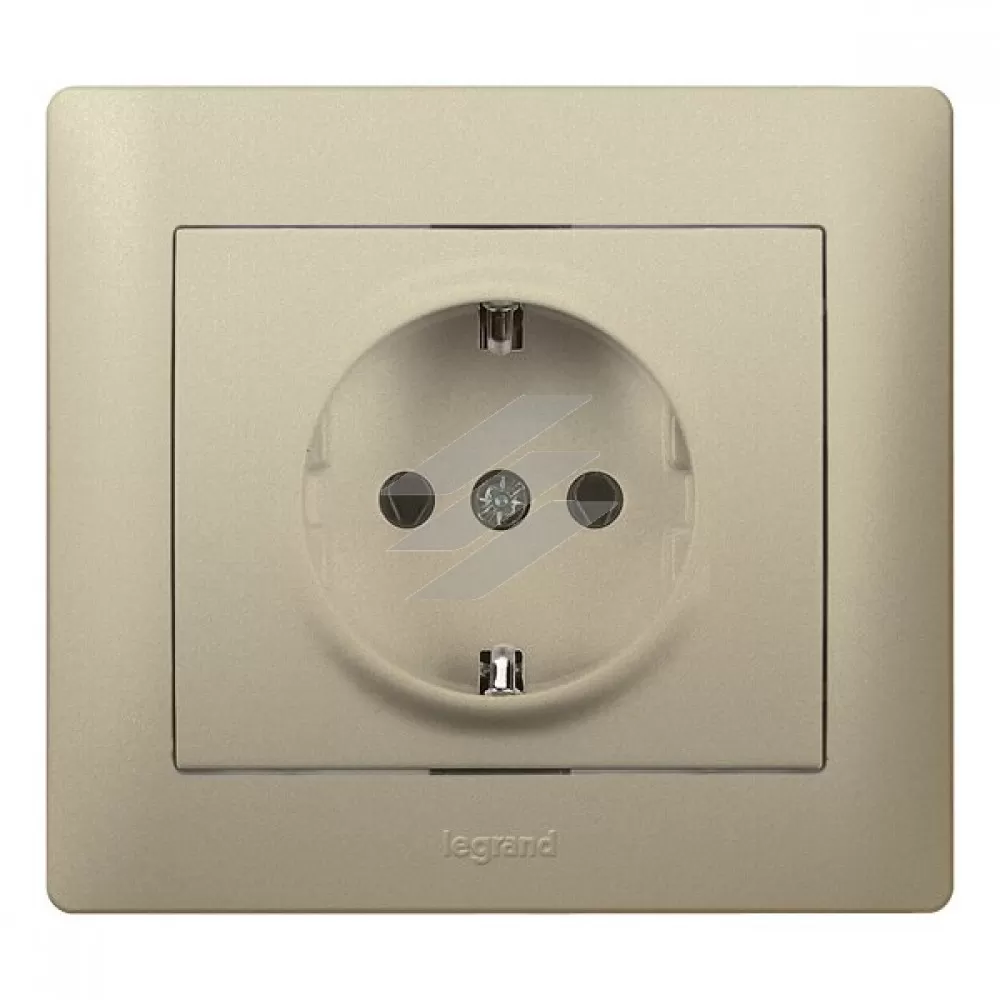 Розетка електрична Galea Life 2P+PE (16А, 250В~, автоматичні клеми, німецький стандарт) з лицевою панеллю Titaniuм, Legrand