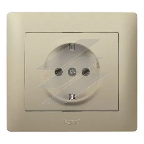 Розетка електрична Galea Life 2P+PE (16А, 250В~, автоматичні клеми, німецький стандарт) з лицевою панеллю Titaniuм, Legrand