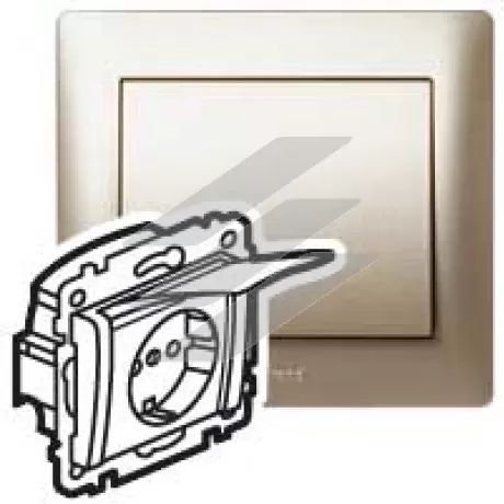 Розетка електрична Galea Life 2P+PE з кришкою та шторками (16А, 250В~, автоматичні клеми, німецький стандарт) з лицевою панеллю Titaniuм, Legrand