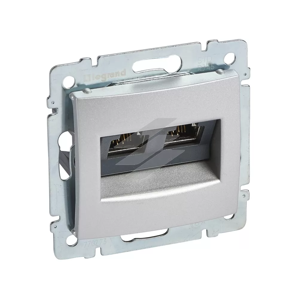 Розетка інформаційна Valena 2хRJ45 STP 10 GIGA, алюміній, Legrand