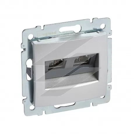 Розетка інформаційна Valena 2хRJ45 STP 10 GIGA, алюміній, Legrand