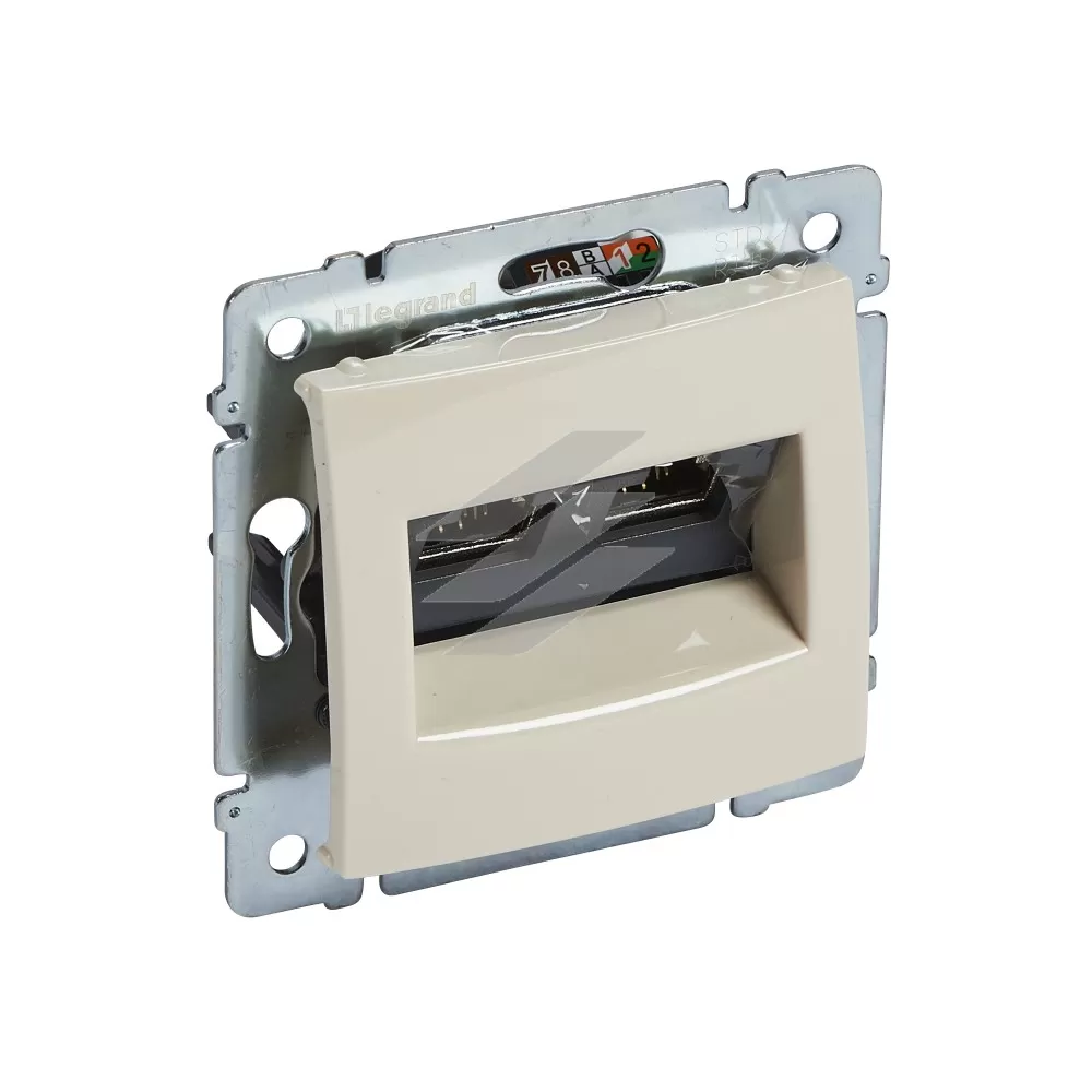 Розетка інформаційна Valena 2хRJ45 STP 10 GIGA, слонова кістка, Legrand
