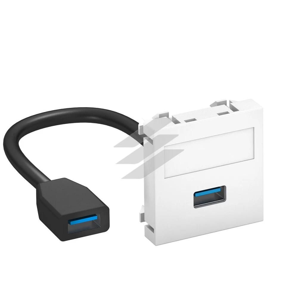 Розетка USB 3.0, modul 45, з кабелем підключення / біла, OBO Bettermann