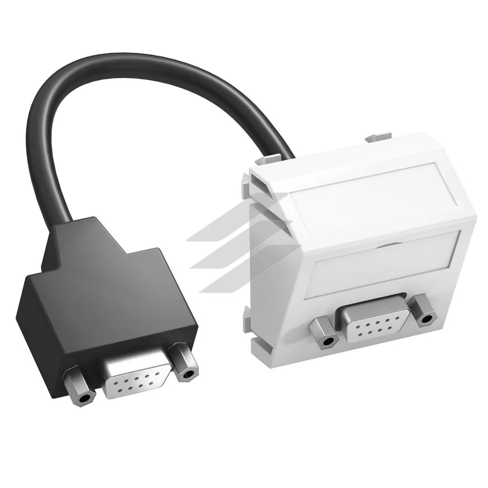 Розетка D-Sub9 (RS232) modul 45, з кабелем підключення, кутова/біла, OBO Bettermann