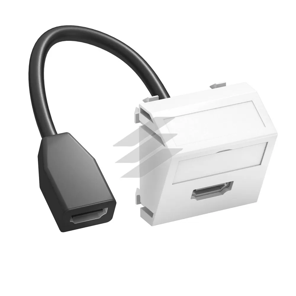 Розетка HDMI modul 45 з кабелем підключення, кутова/біла, OBO Bettermann