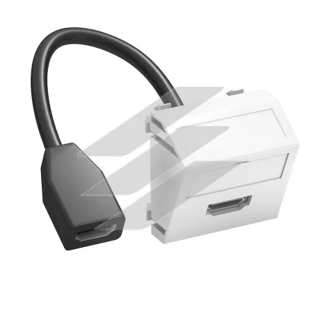Розетка HDMI modul 45 з кабелем підключення, кутова/біла, OBO Bettermann