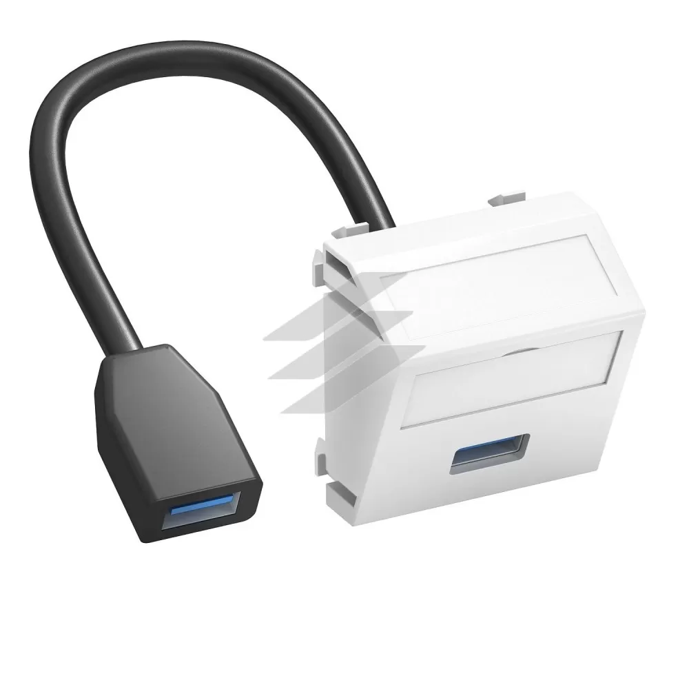 Розетка USB 3.0, modul 45, з кабелем підключення, кутова/чорно-сіра, OBO Bettermann
