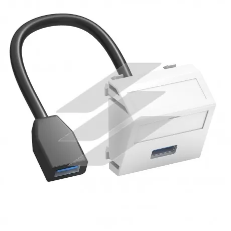 Розетка USB 3.0, modul 45, з кабелем підключення, кутова/чорно-сіра, OBO Bettermann