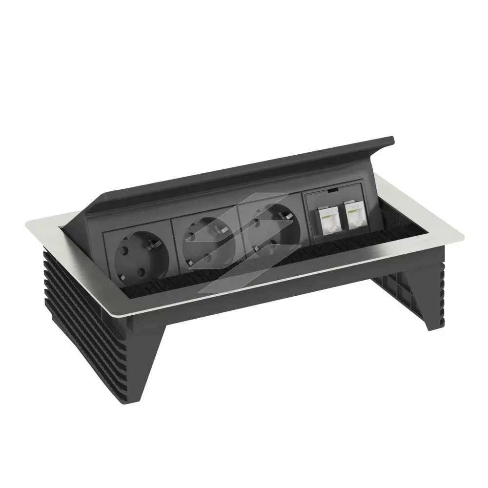 Блок розеток DBK, 3x 2р+E 250V~+2 RJ45 Cat.6, кабель 3, 0м нержавіюча сталь, OBO Bettermann