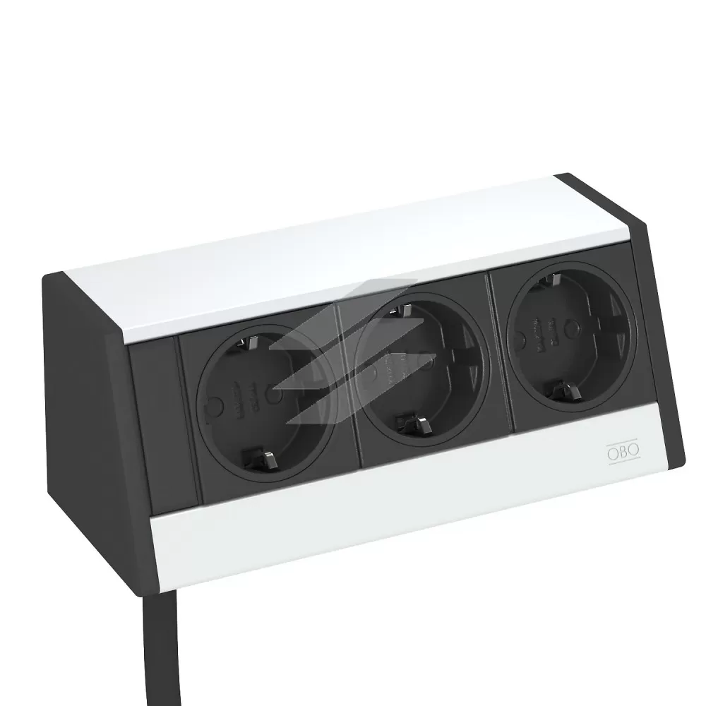 Блок розеток DB 180мм 3x 2р+E 250V~, кабель 3.0м, Anodised, OBO Bettermann