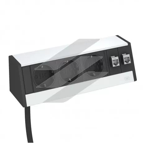 Блок розеток DB 235мм 3x 2р+E 250V~+2 RJ45 Cat.6, кабель 3.0м, Anodised, OBO Bettermann