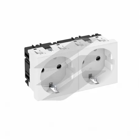 Розетка modul 2x45 із заземленням та шторками 250V~, 16A, 0˚/червона, OBO Bettermann