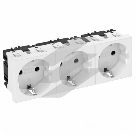 Розетка modul 3x45 із заземленням та шторками 250V~, 16A, 0˚/біла, OBO Bettermann