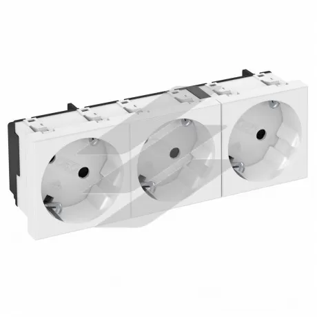 Розетка modul 3x45 із заземленням та шторками 250V~, 16A, 33˚/біла, OBO Bettermann