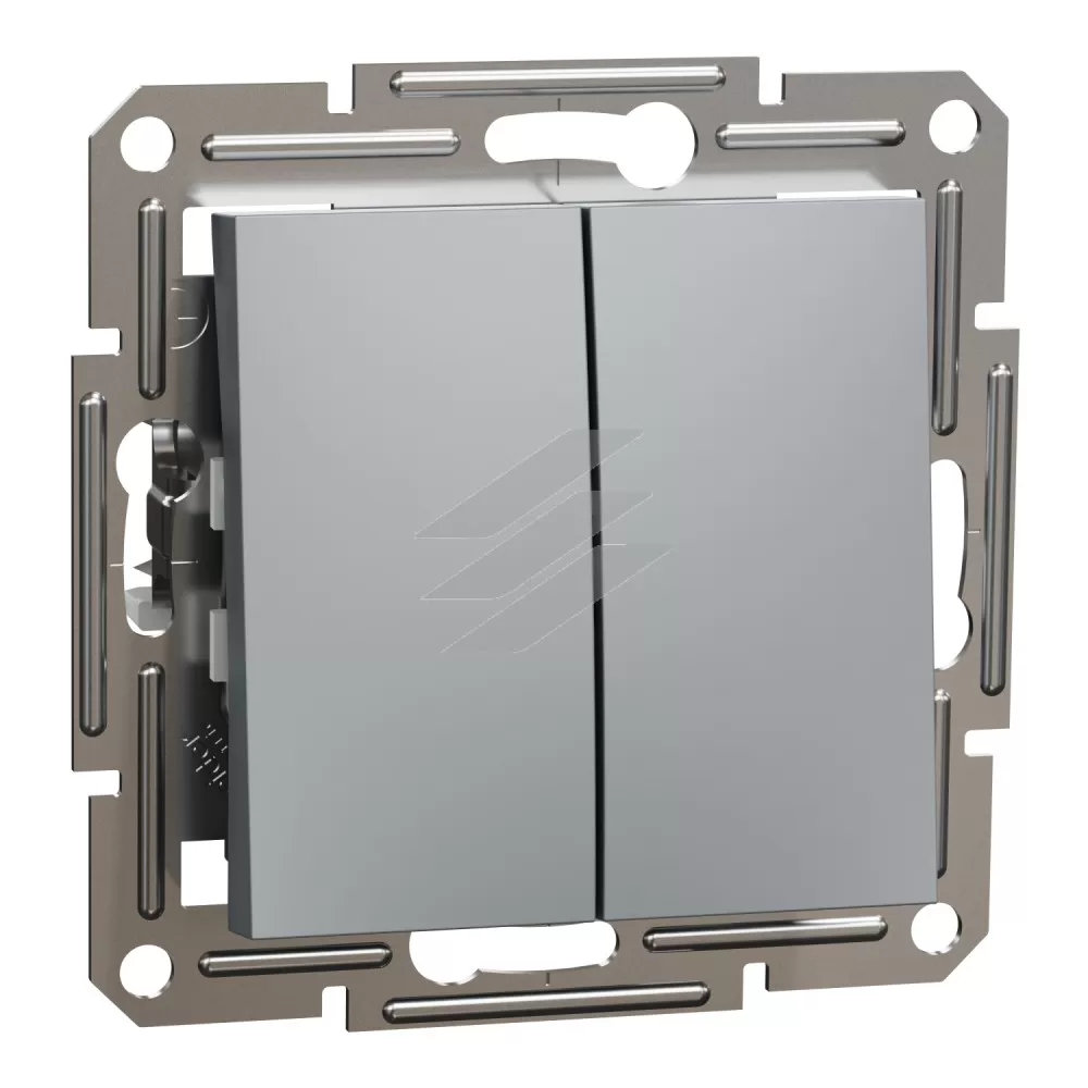 Вимикач 2-клавішний (самозатискні клеми), алюміній, серія Asfora, Schneider Electric